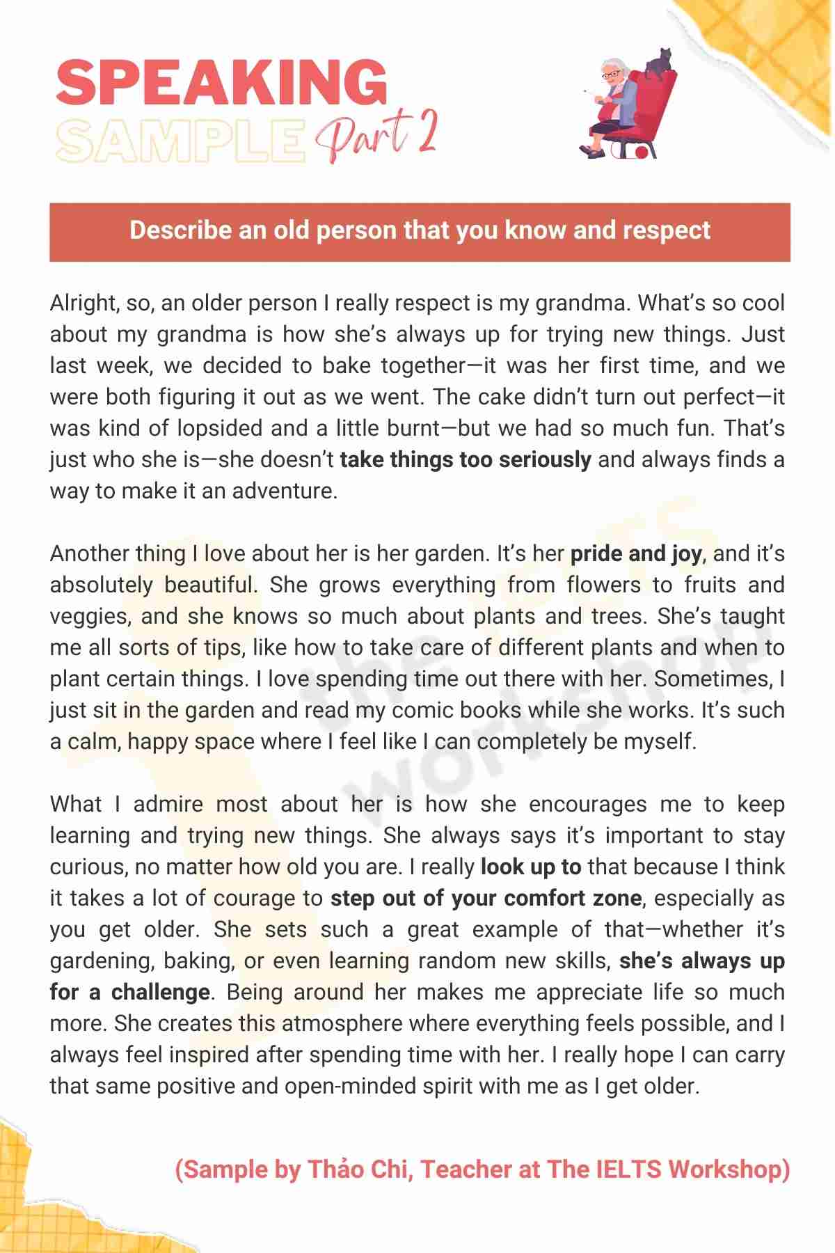 Bài mẫu: Describe an old person that you know and respect