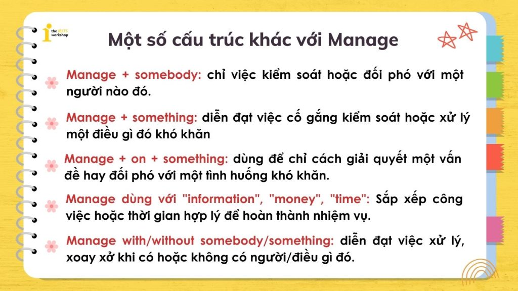 Một số cấu trúc khác phổ biến của Manage