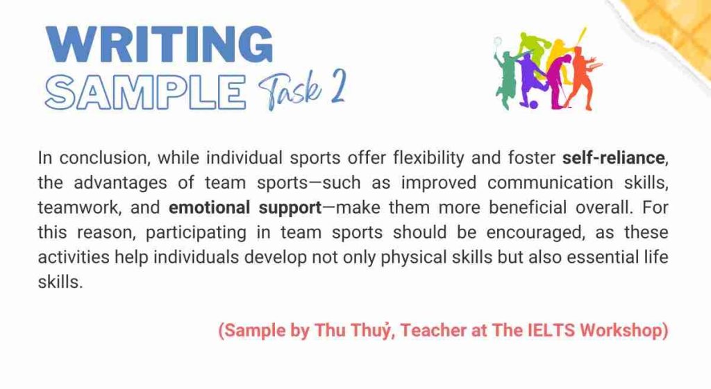 Play sports in teams IELTS Writing Task 2 sample 2