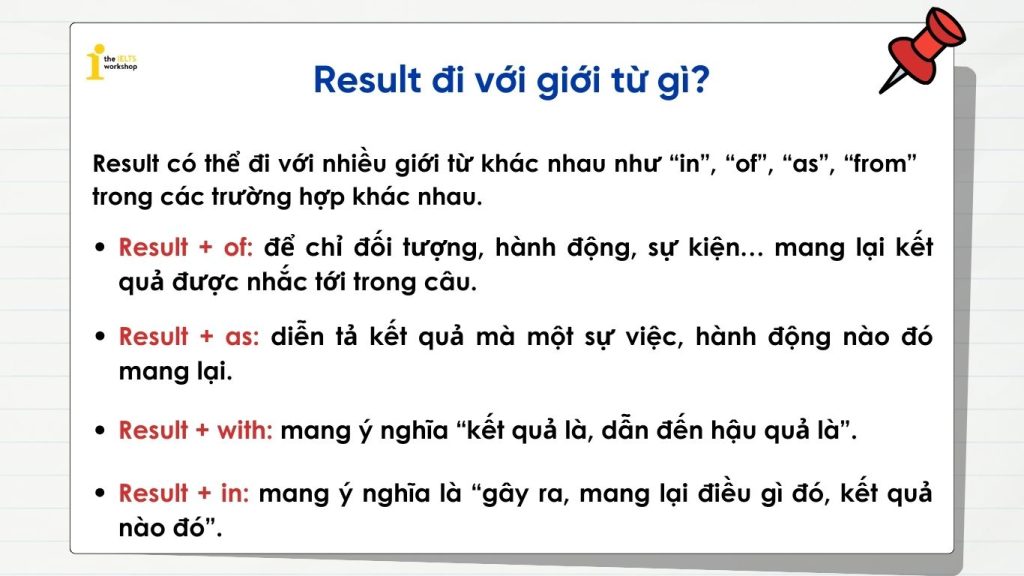 Result đi với giới từ gì?