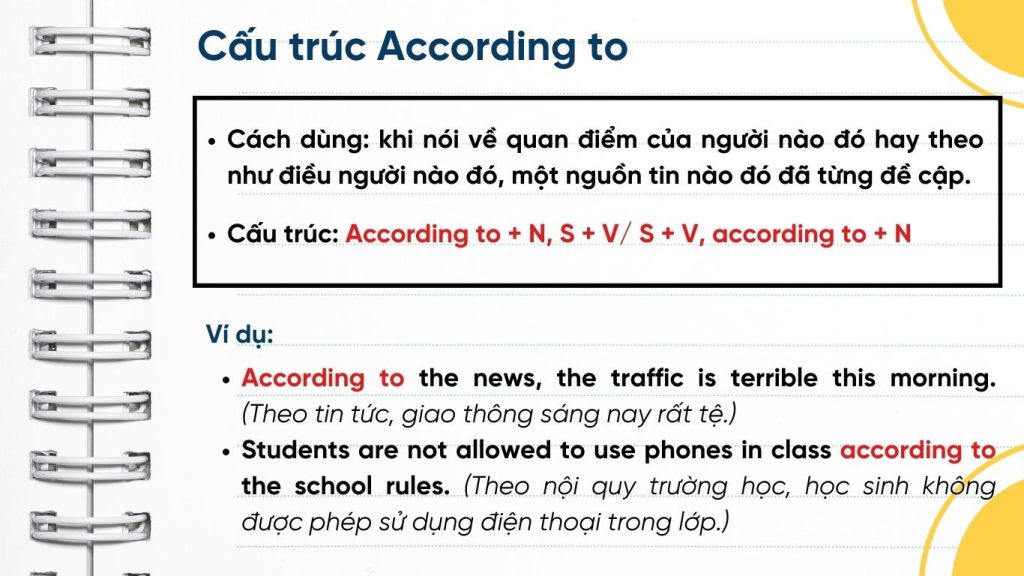 Cách dùng cấu trúc According to trong tiếng Anh