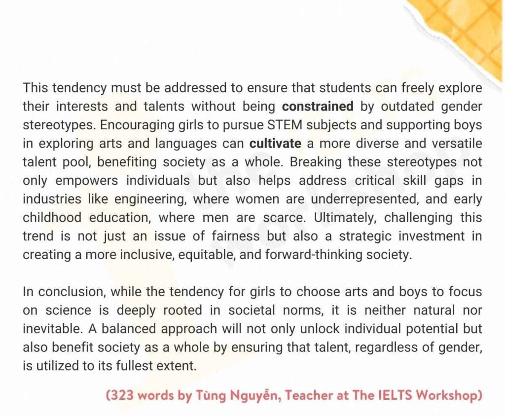 Genders and School Subject Preferences IELTS Writing Task 2