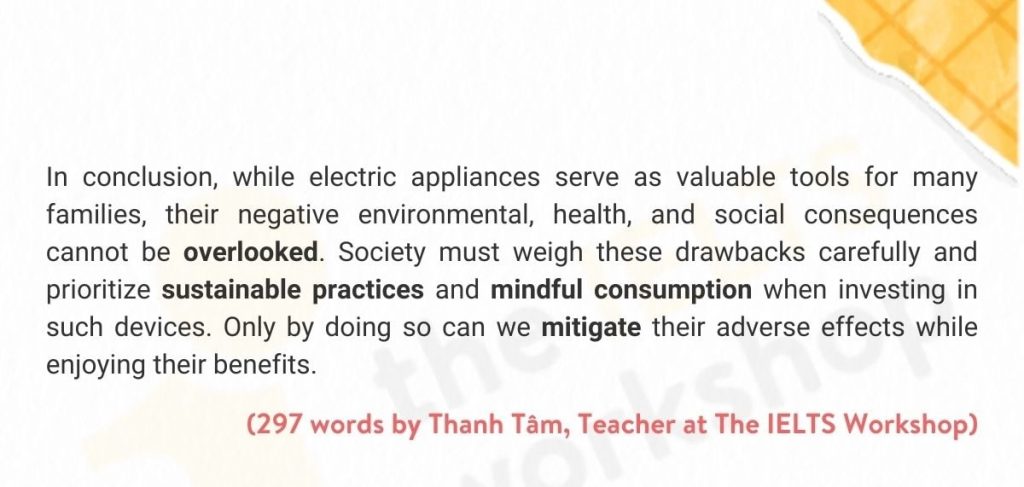 Sample Household goods IELTS Writing Task 2