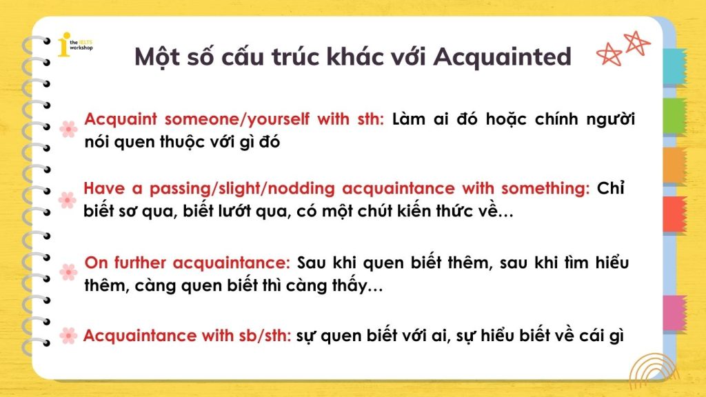 Một số cấu trúc khác liên quan đến Acquainted