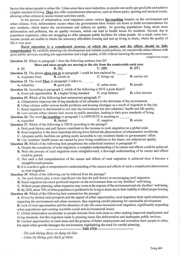 đề thi minh hoạ tốt nghiệp THPT Quốc gia môn tiếng Anh năm 2025