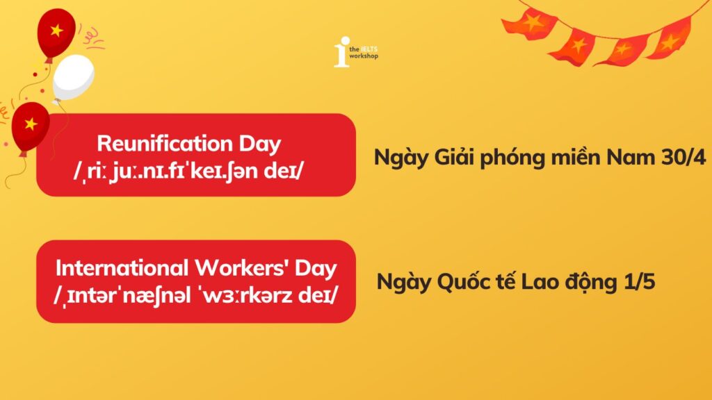 Từ vựng về ngày 30/4 và 1/5 trong tiếng Anh