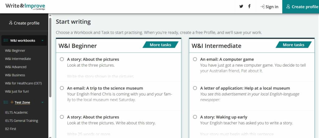 website chấm chữa writing miễn phí Write and Improve
