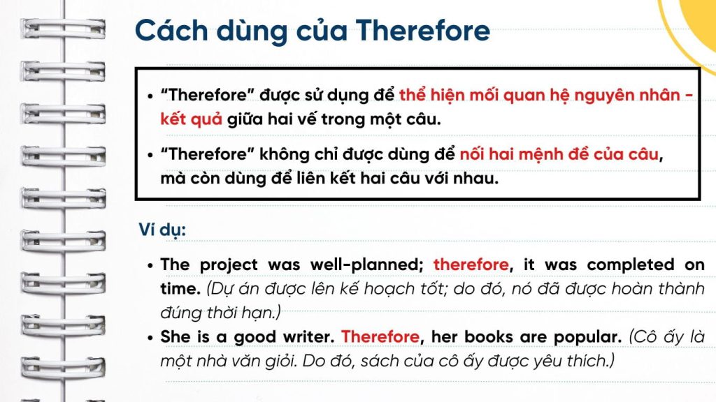 Cách dùng Therefore trong tiếng Anh