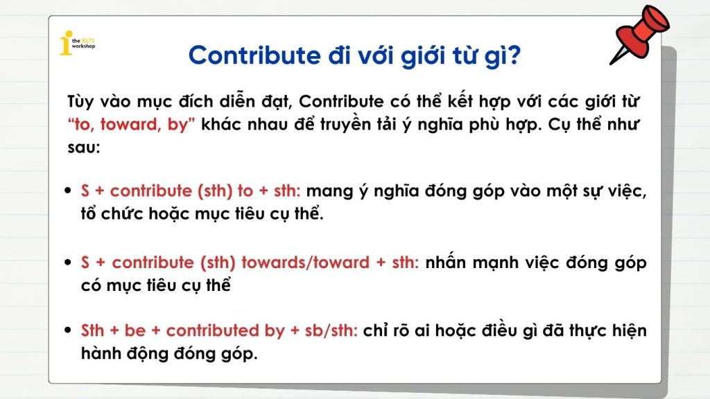 Contribute đi với giới từ gì?