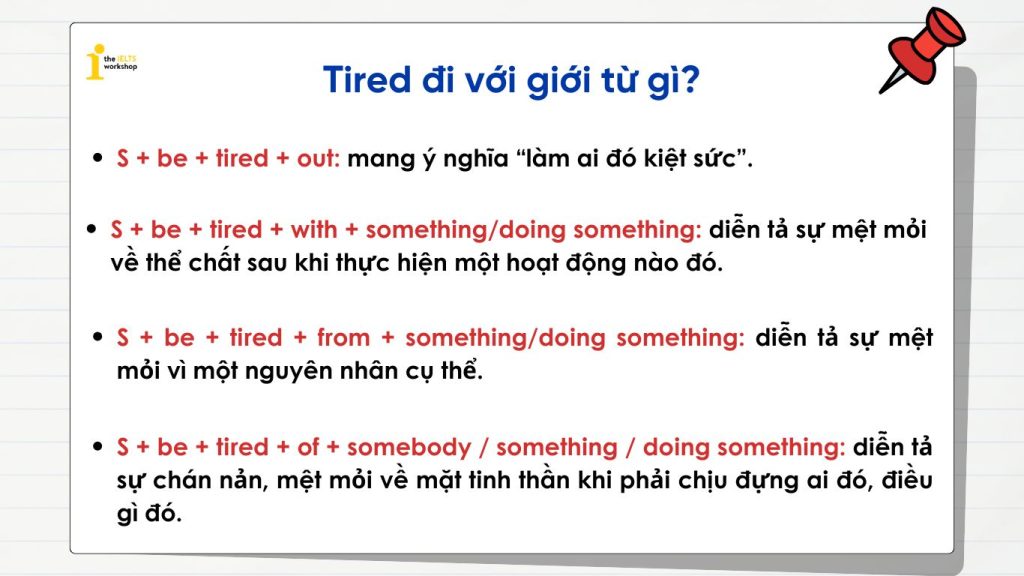 Tired đi với giới từ gì?