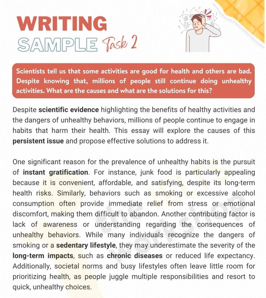 Sample Unhealthy Activities IELTS Writing Task 2