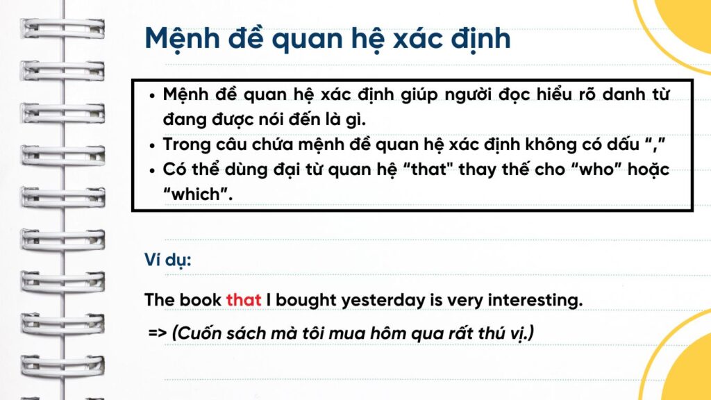 Mệnh đề quan hệ xác định (Defining Relative Clause)