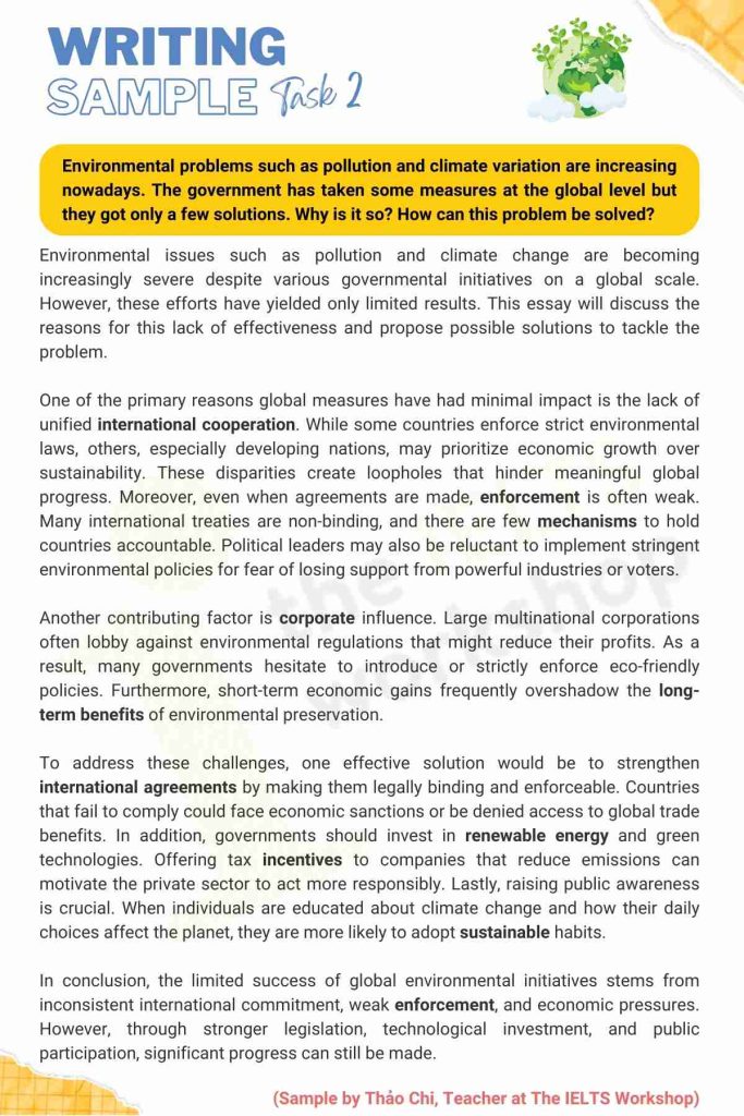 Environmental problems such as pollution sample