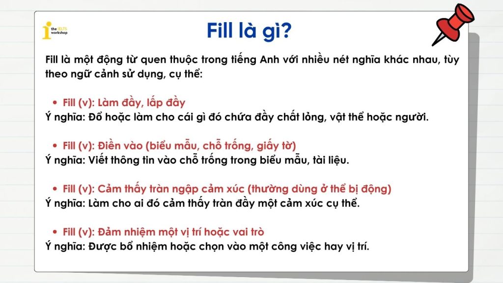 Fill là gì? các phrasal verb với fill