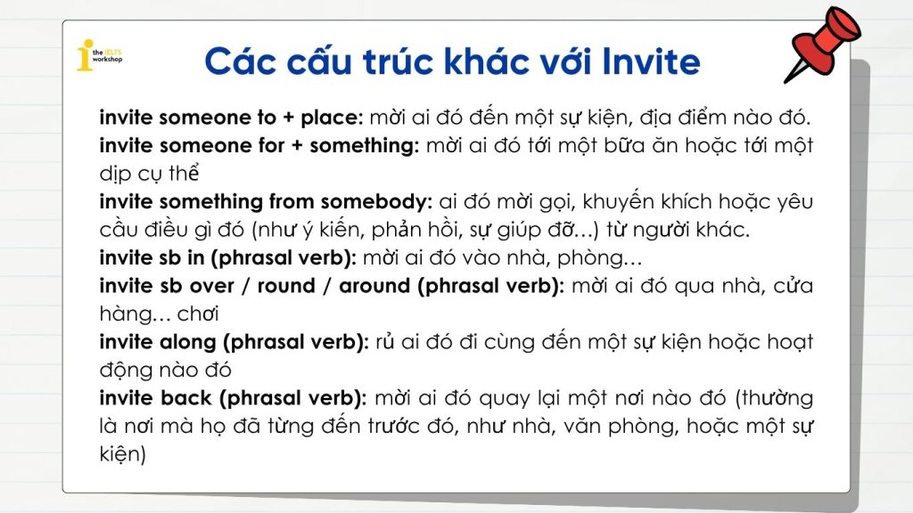 invite to V hay ving? các cấu trúc khác với invite