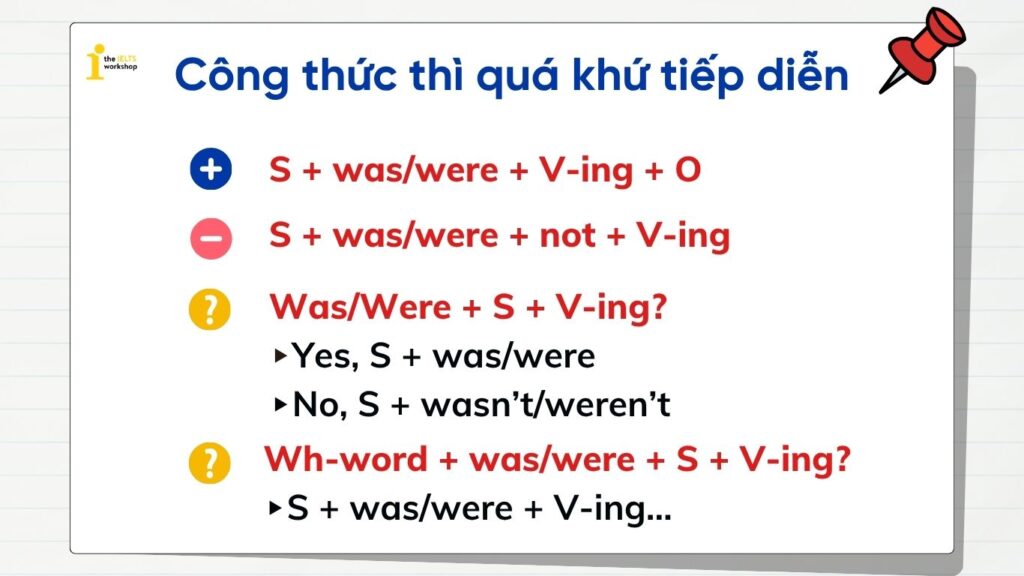 Công thức thì quá khứ tiếp diễn