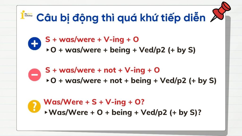 Cấu trúc câu bị động trong thì quá khứ tiếp diễn
