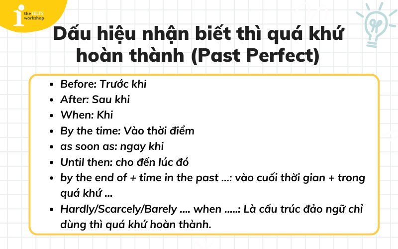 Dấu hiệu nhận biết thì quá khứ hoàn thành