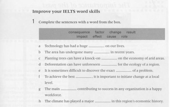 Cuối sách có phần Improve your IELTS word skills