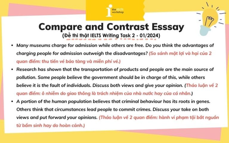 Cách viết dạng bài Compare and Contrast essay IELTS Writing Task 2