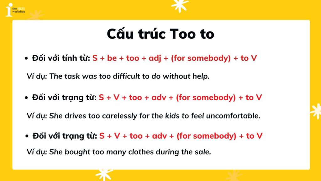 cấu trúc enough to và too to