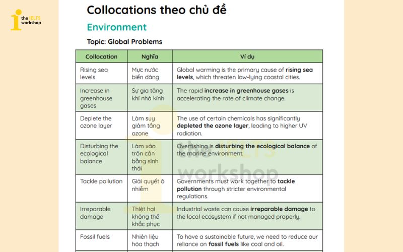 collocations theo chủ đề