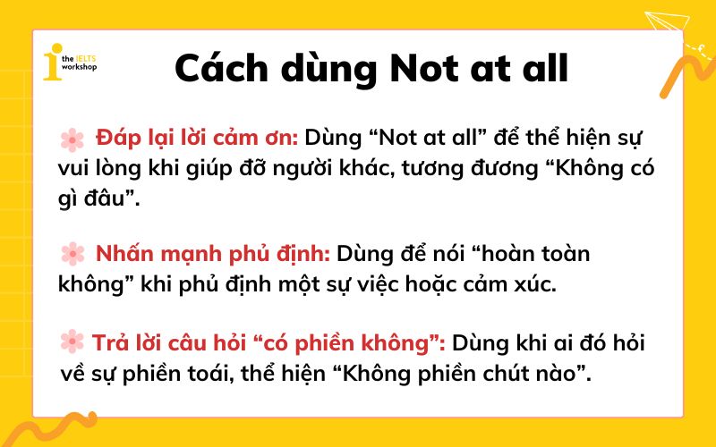 Not at all là gì? Cách dùng not at all
