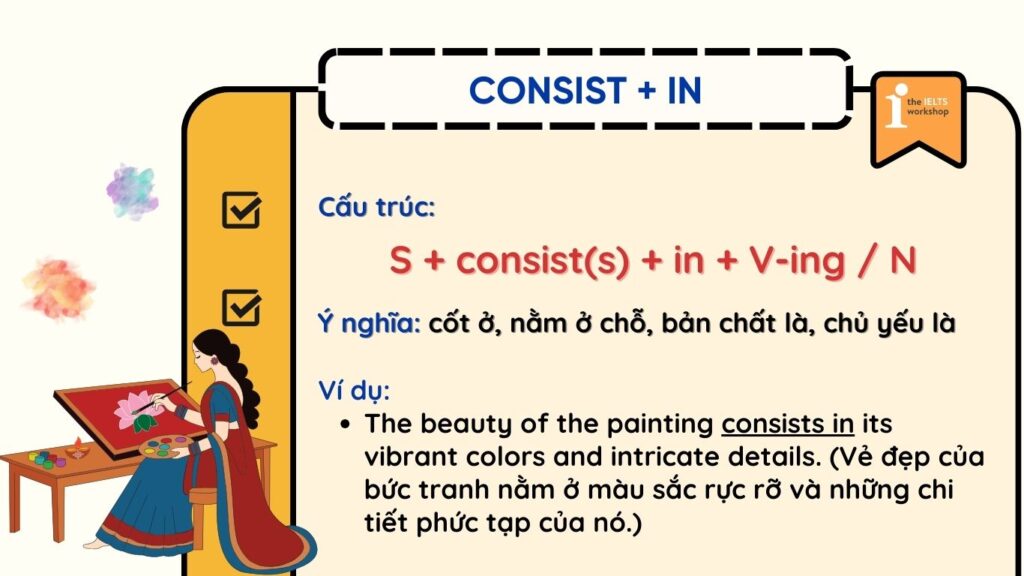 Consist đi với giới từ gì? Consist + in