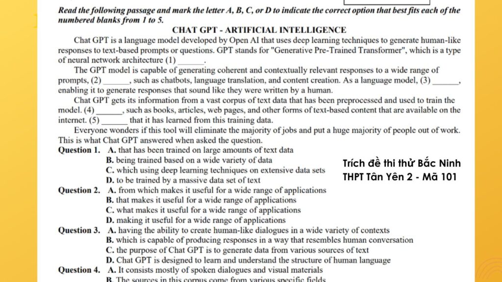 dạng bài đọc điền khuyết thông tin