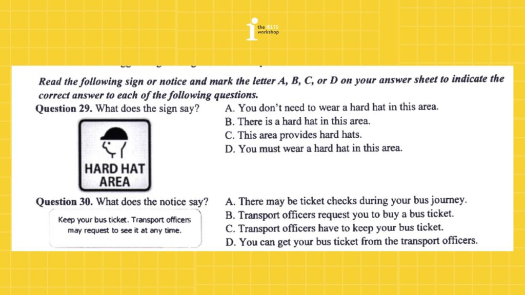 Dạng bài nhận diện biển báo/thông báo