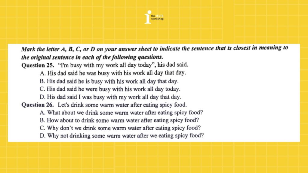 Dạng bài chọn câu đồng nghĩa trong đề thi vào 10