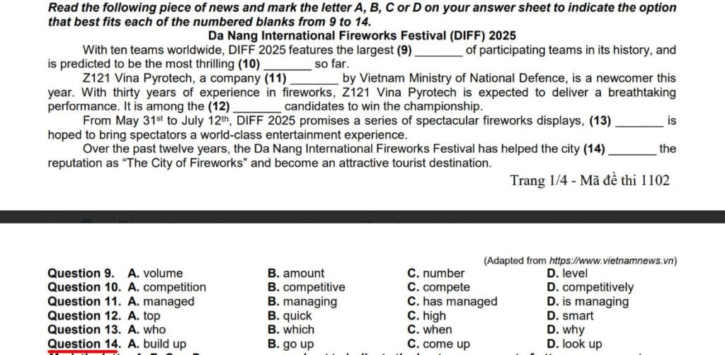 phrasa verb trong đề thi thpt 2025