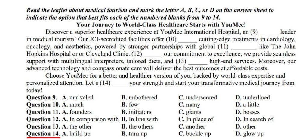 Phrasal verb trong đề thi đề thi thử bắc giang 2026 lần 1