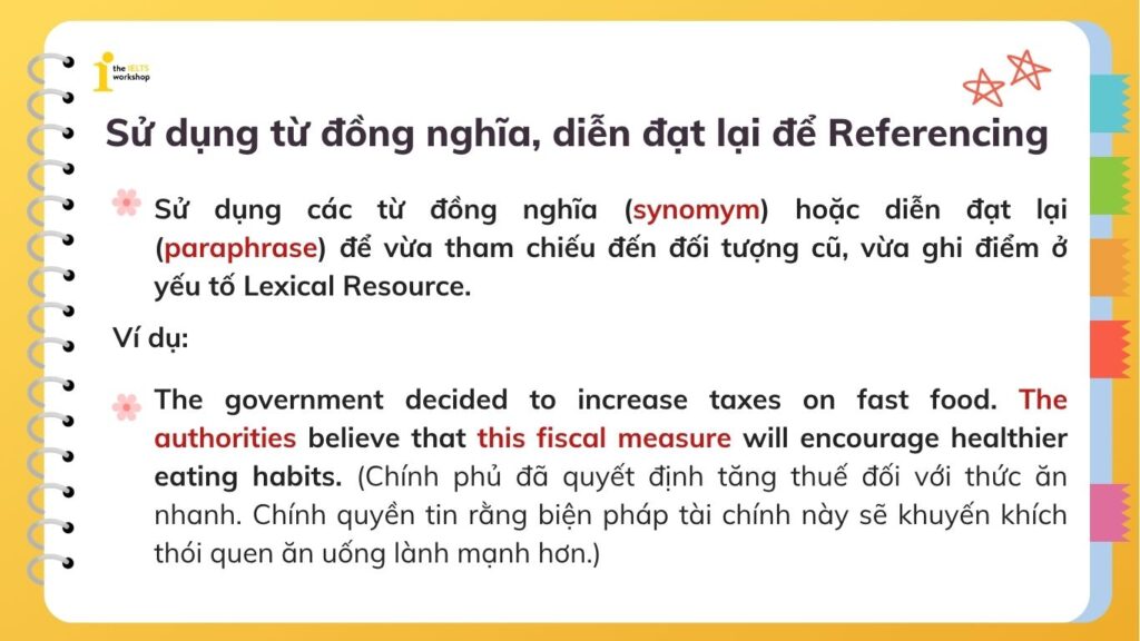 Sử dụng từ đồng nghĩa hoặc diễn đạt lại