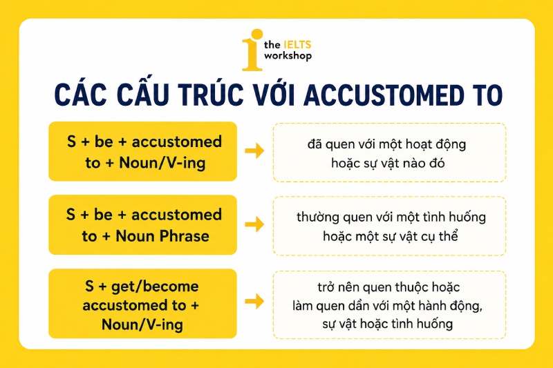 accustomed đi với giới từ gì