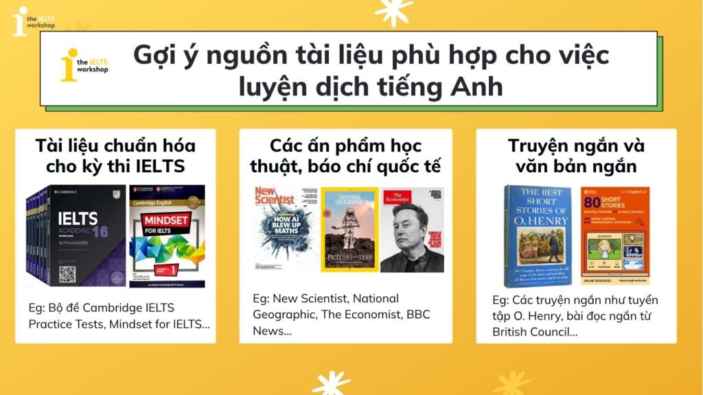 Nguồn tài liệu phù hợp cho việc luyện dịch tiếng Anh