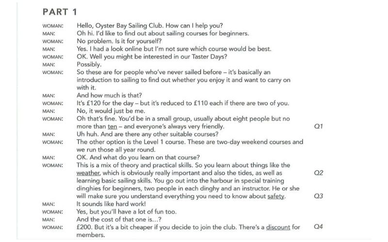 Transcript trong Cambridge IELTS 21 Test 1