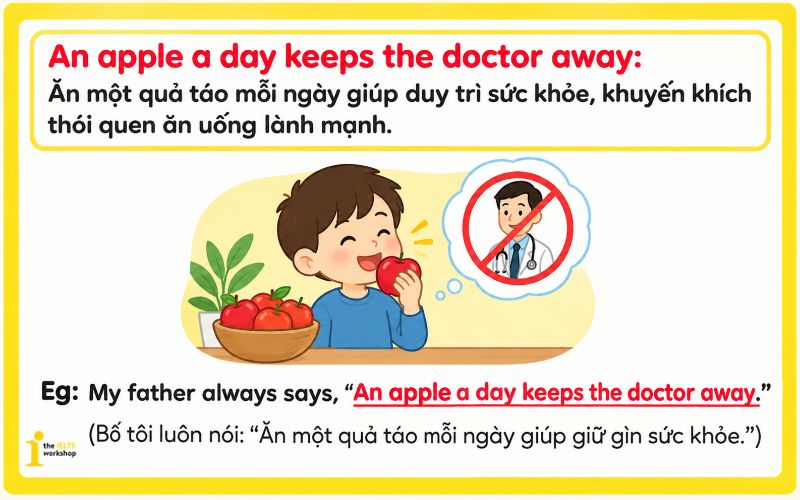 An apple a day keeps the doctor away là gì
